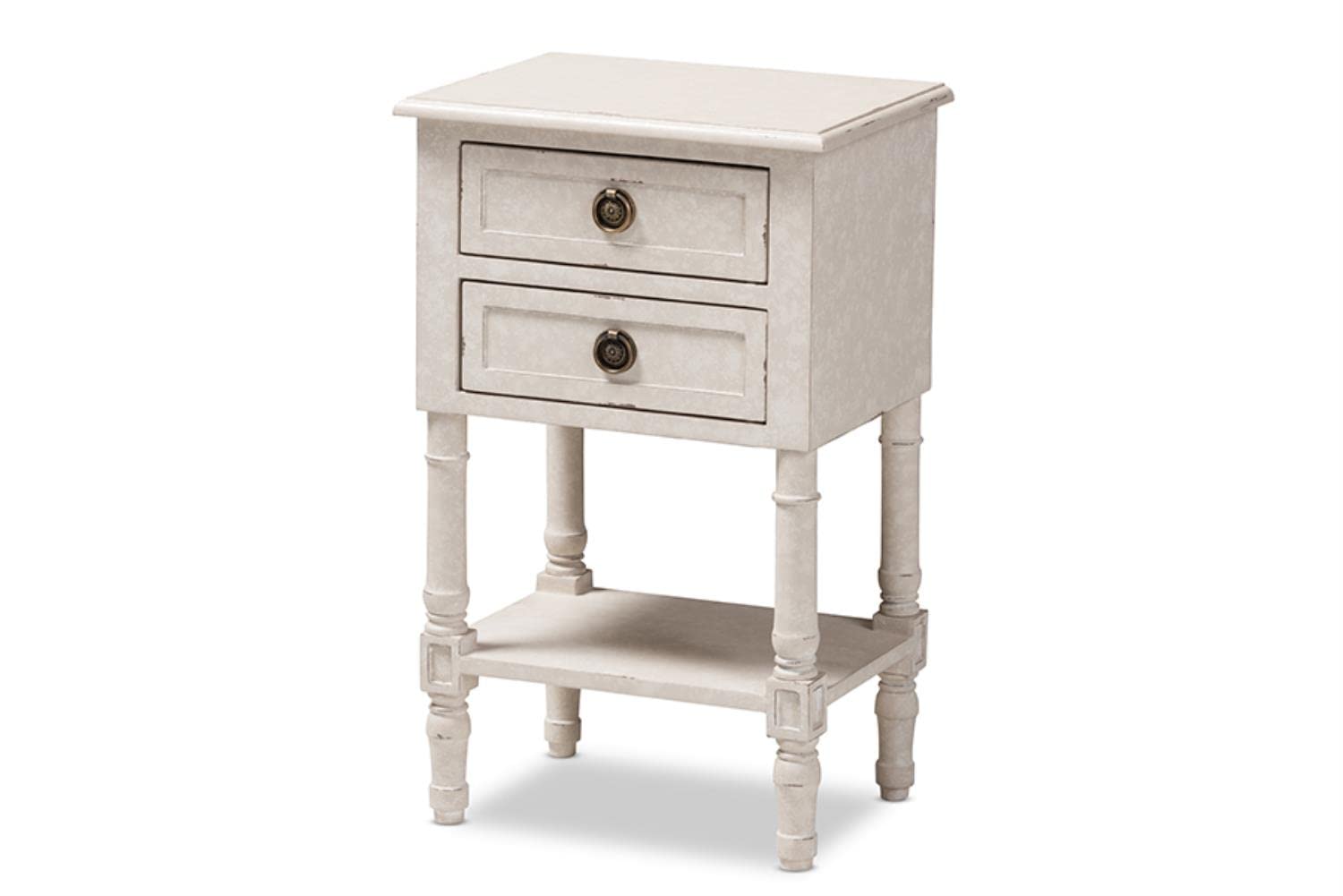 Baxton Studio Lenore Country Cottage Farmhouse Whitewashed 2-Drawer Nightstand